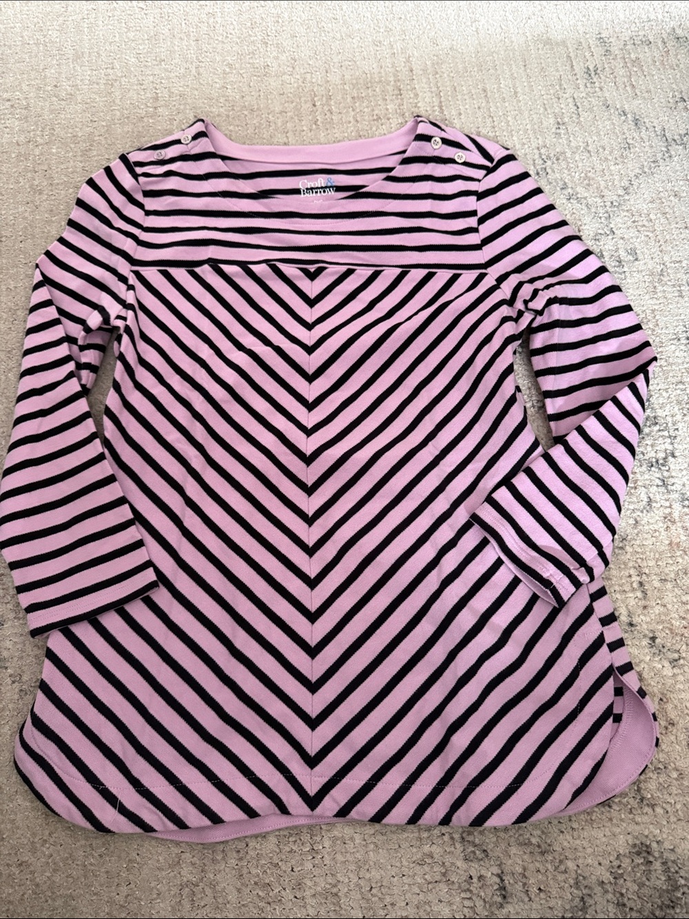 croft & barrow Pink and Black Striped Long Sleeve Tee